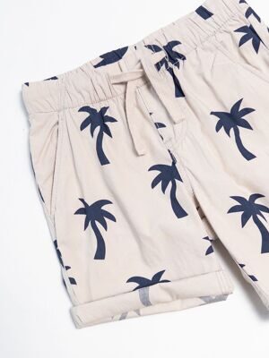 Шорты из легкой хлопчатобумажной ткани для мальчика с утягивающим шнурком/карманами цвет бежевый принт пальмы рост 116 см H&M