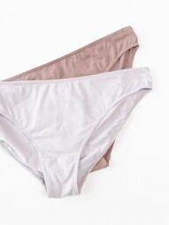 Трусы бикини хлопковые женские комплект из 2 шт цвет светло-лавандовый/бежевый размер EUR L (rus 46-48) H&M