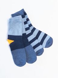 Носки хлопковые для мальчика комплект из 2 пар цвет синий/голубой/полоска длина стопы 18-20 см размер обуви 29-31 H&M