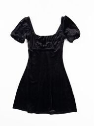 Платье велюровое с пышными рукавами цвет черный размер EUR XS (rus 40) H&M