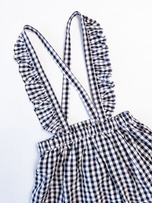 Сарафан хлопковый для девочки из жатой ткани  на подкладке шлейки на пуговицах цвет белый/черный/клетка  рост 104-110 см George