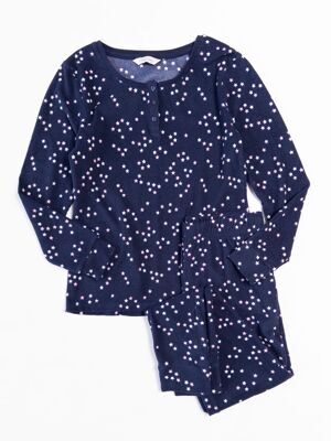Комплект домашний женский флисовый джемпер + брюки цвет синий принт звезды размер UK 12-14 (rus 46-48) George