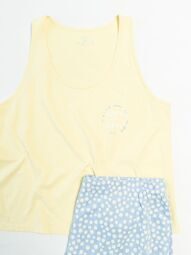 Комплект майка и шорты женские цвет желтый/голубой принт ромашки размер EUR 46/48 (rus 52-54) Primark