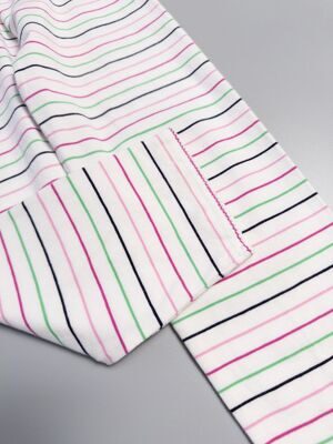 Леггинсы укороченные с эластичной талией и волнистыми краями штанин цвет белый/полоска для девочки на рост  140 см H&M