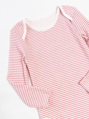 Боди хлопковое для девочки с длинным рукавом  на кнопках цвет молочный/розовый/полоска рост 98 см  Primark