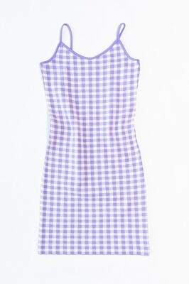 Платье из плотного трикотажная цвет лавандовый/клетка размер EUR М (rus 42-44) Primark