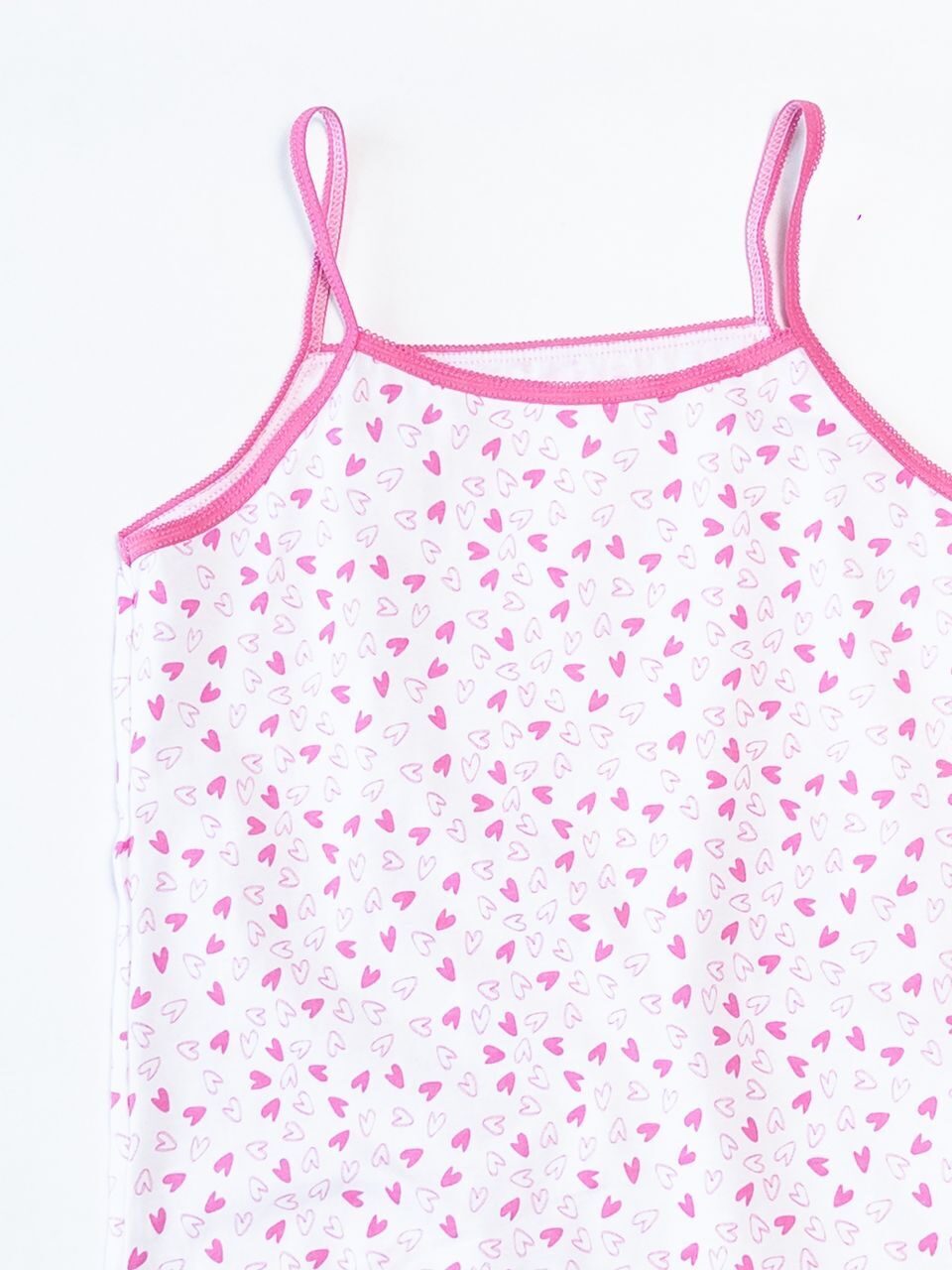 Майка хлопковая для девочки на бретелях цвет белый/розовый принт сердечки  рост 134 см Primark