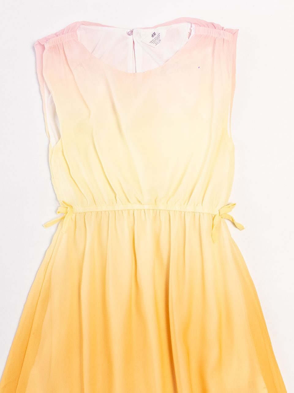 Платье шифоновое для девочки на подкладе застежка на пуговице сзади разноцветное рост 140 см H&M *дефект дырка спереди