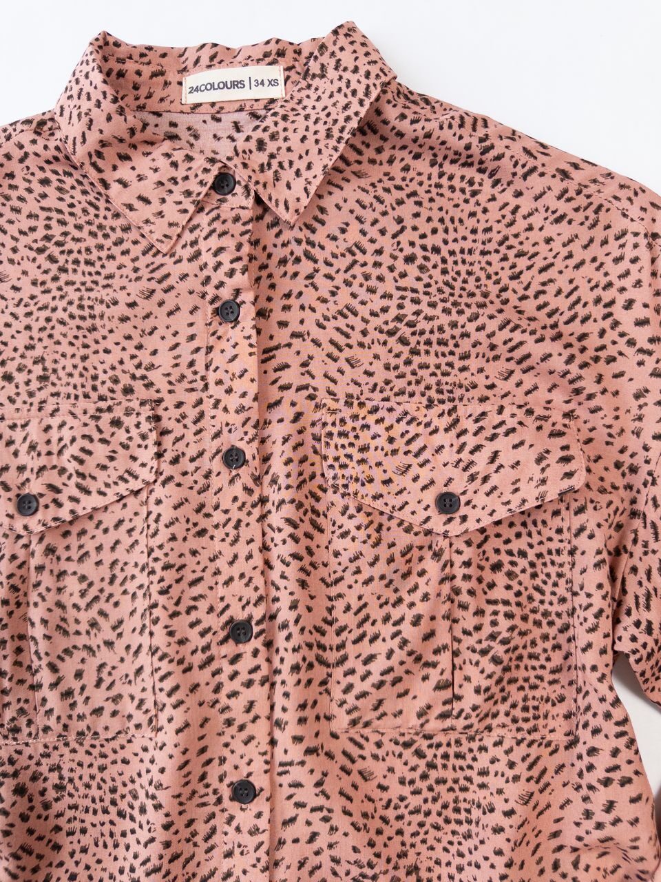 Блуза-рубашка укороченная, сзади в поясе резинка цвет персиковый/узор размер EUR 34 XS (rus 40-42) 24colours