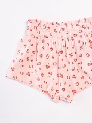 Шорты хлопковые для девочки с резинкой в поясе цвет светло-розовый принт леопард рост 62 см Primark
