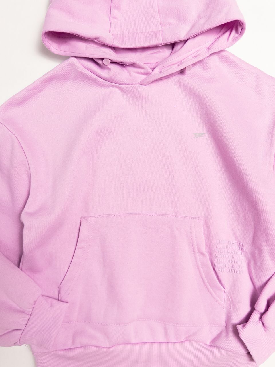 Худи с начесом для девочки цвет розовый прорезиненный текстовый принт на спине рост 134 см Primark