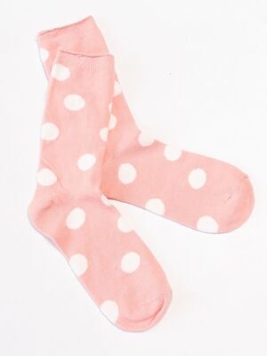 Носки хлопковые длинные для девочки цвет розовый принт горох длина стопы 20-22 см размер обуви 32-34 OVS