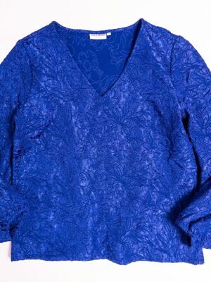 Блуза женская плотной жатой ткани рукава-фонарики цвет синий размер EUR S (rus 42) PULZ JEANS