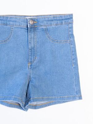 Шорты джинсовые стрейч для девочки с утягивающей резинкой в поясе застежка молния/карманами цвет синий рост 152 см RESERVED