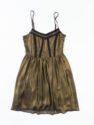 Платье на бретелях (регулируются) на подкладке на спине резинка цвет черный/золотистый размер EUR М (rus 42-44) even&odd