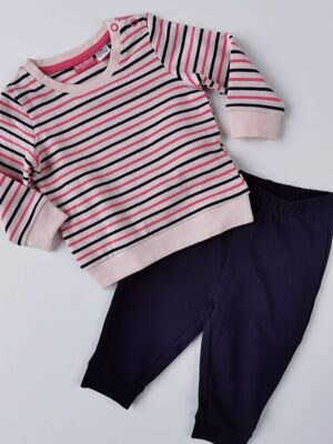 Комплект для малышей хлопковый брюки + свитшот цвет синий/розовый/полоска 62/68 см.lupilu