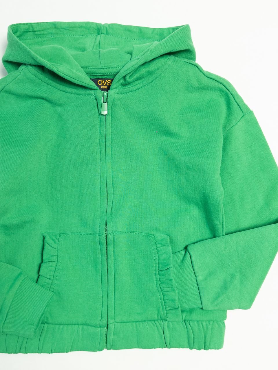 Толстовка для девочки со спущенными плечами с начесом цвет зеленый на рост 122 см  6-7 лет  OVS