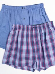 Трусы шорты с гульфиком мужские 100% хлопок комплект из 2 шт. цвет красный/синий/клетка размер EUR M Primark