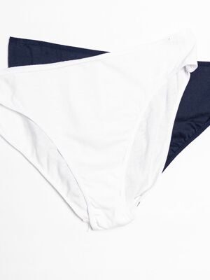 Трусы женские бикини комплект из 2 шт хлопковые цвет белый/темно-синий размер EUR 40/42 (rus 46-48) Primark