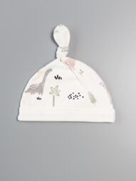 Шапка хлопковая для малышей двухслойная цвет молочный принт с принтом (на окружность головы 40-42 см) Primark