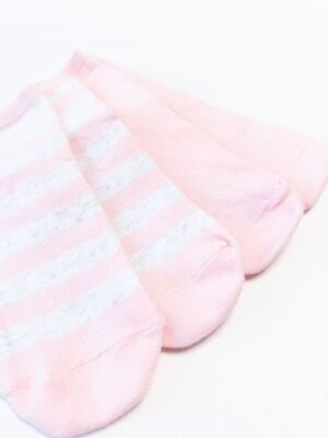 Носки хлопковые для девочки комплект из 2 пар цвет серый/розовый/полоска длина стопы 16-18 см размер обуви 26-28 RESERVED