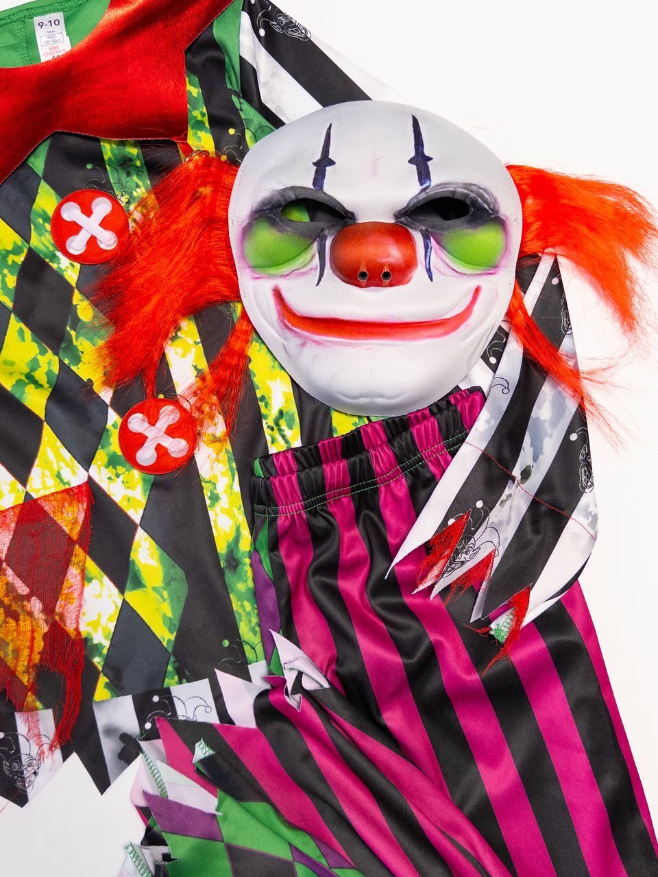 Карнавальный костюм Джокера с маской для мальчика со звенящими элементами на рост 140 см 9-10 лет George