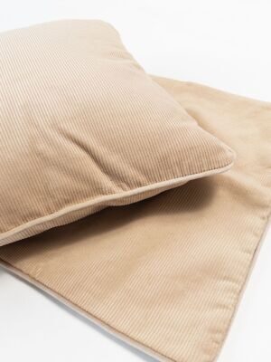 Подушка декоративная наполнитель синтепон  + съемный чехол на молнии 2 шт штроксовые размер 42х42 см цвет белый/бежевый Primark