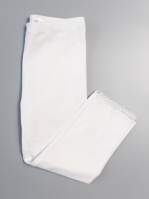 Леггинсы хлопковые для девочки укороченные с элементами кружева цвет белый рост 146 см H&M