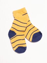 Носки хлопковые для мальчика цвет желтый/синий/полоска длина стопы 12-14 см размер обуви 20-22 OVS