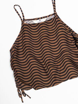 Топ из вискозы для девочки с декоративной шнуровкой цвет коричневый/черный принт зебра рост 152 см H&M