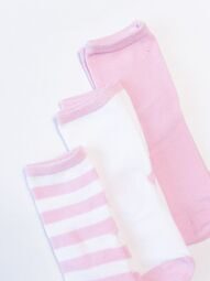 Носки хлопковые для девочки комплект из 3 пар цвет белый/розовый/полоска длина стопы 14-16 см размер обуви 23-25 RESERVED