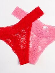 Трусы стринги женские кружевные комплект из 2 шт цвет розовый/красный размер EUR M (rus 44-46) H&M