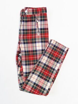 Брюки женские узкие с карманами застежка молния/кнопки цвет красный/зеленый/клетка размер EUR34 ( rus 40) H&M