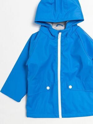 Куртка для мальчика непромокаемая и непродуваемая из полиуретана на флисовой подкладке, рукав-реглан цвет синий на рост 92-98 см George