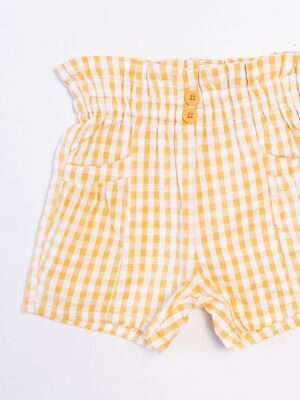 Шорты хлопковые для девочки с карманами  цвет желтый/белый/клетка  рост 74 см Primark