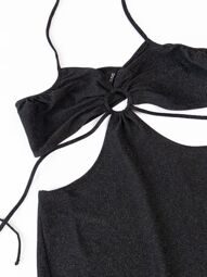 Платье с вырезом на шее из мягкого трикотажа с блестящими нитями цвет черный/блеск размер EUR L (rus 48) H&M