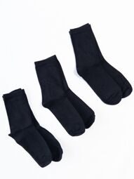 Носки хлопковые комплект из 3 пар цвет черный длина стопы 20-22 см размер обуви 32-34 H&M