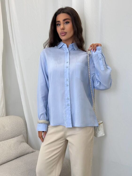 Рубашка цвет голубой onesize (подходит на rus 42-46) (9091)