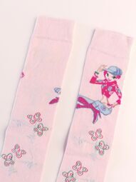 Носки для девочки цвет светло-розовый цветочки 22-24 см