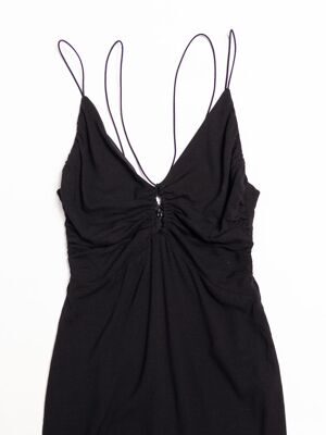 Платье из вискозы женское с V-образным вырезом сзади на потайной молнии цвет черный размер EUR XS ( rus 40-42) H&M