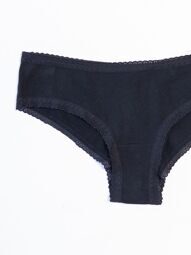 Трусы бикини хлопковые женские цвет черный с элементами кружева размер EUR XS (rus 38-40) H&M