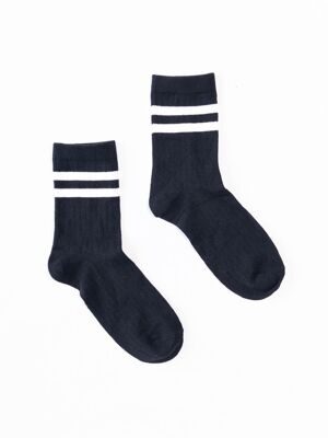 Носки хлопковые цвет черный/белая полоска длина стопы 20-22 см размер обуви 32-34 H&M
