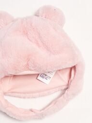 Шапка меховая для девочки  на хлопковой подкладке на липучке цвет розовый  3-9 мес OVS