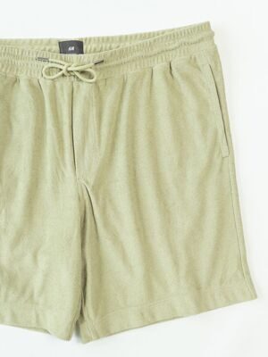 Шорты махровые мужские с утягивающим шнурком в поясе/карманами цвет фисташковый размер L H&M