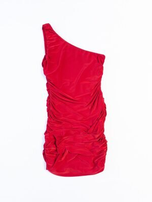 Платье на одно плечо с драпировкой цвет красный размер EUR 38 (rus 44) MISSGUIDED