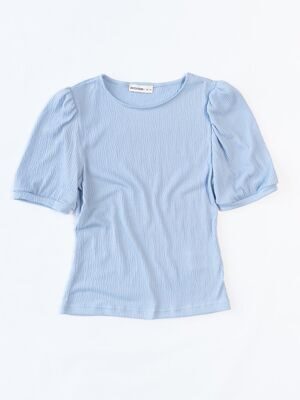 Блуза из жатой ткани рукава-фонарики цвет голубой размер EUR 38 M (rus 44) 24colours