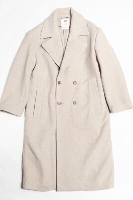 Пальто оверсайз мужское двубортное 100% шерсть светло-бежевый размер EUR M (rus 50-52)  H&M