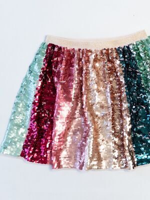 Расклешенная юбка с шуршащими пайетками, блестящей эластичной талией и подкладкой разноцветная на рост  140 см H&M