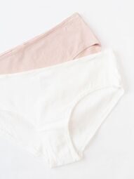 Трусы хипстеры хлопковые женские комплект из 2 шт цвет белый/розовый размер EUR L (rus 46-48) H&M