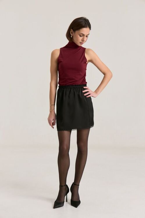 Юбка из атласа цвет черный (2440-2)